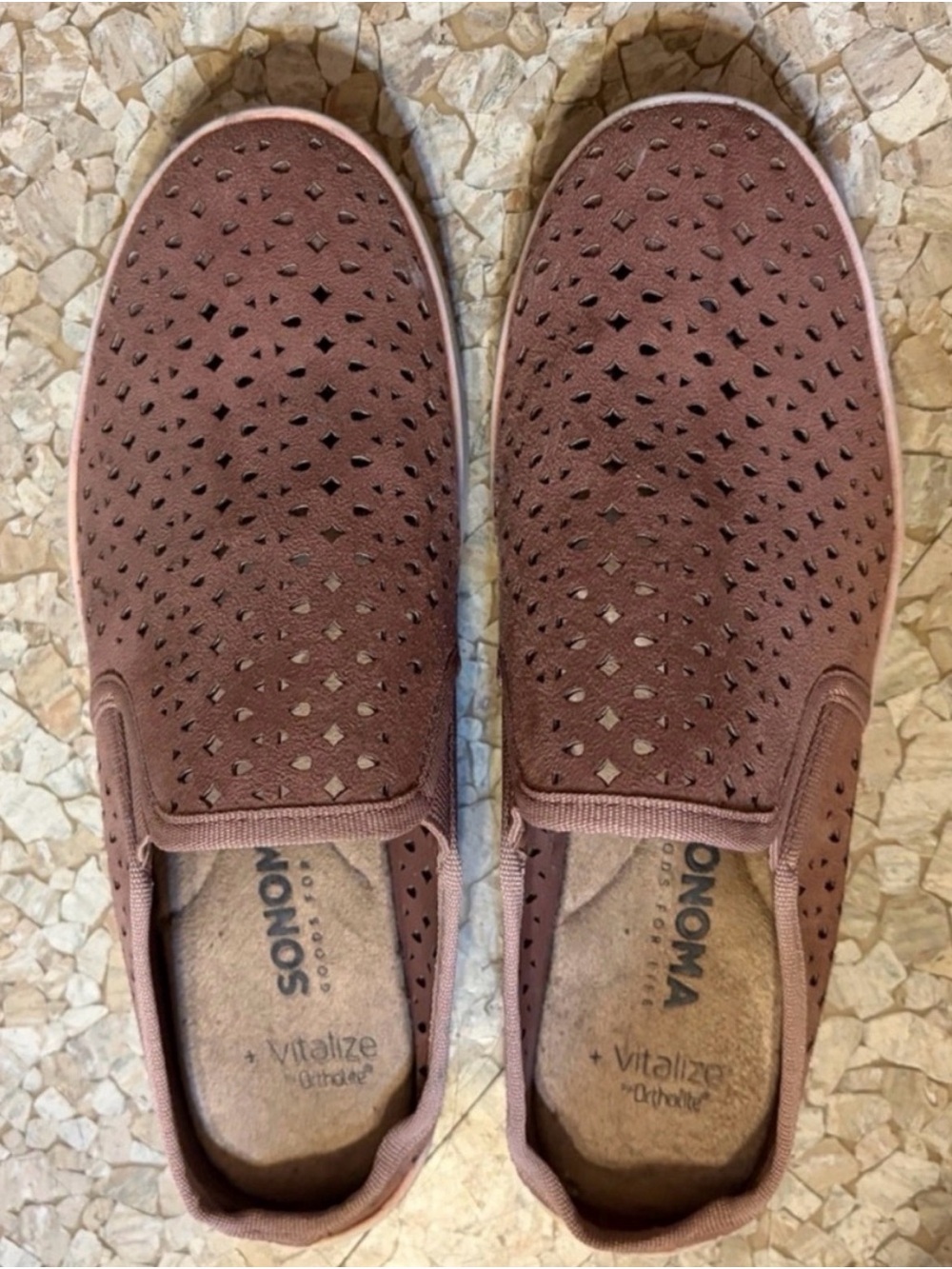 Sonoma Perforated Slip-On Shoes in Rose Taupe
